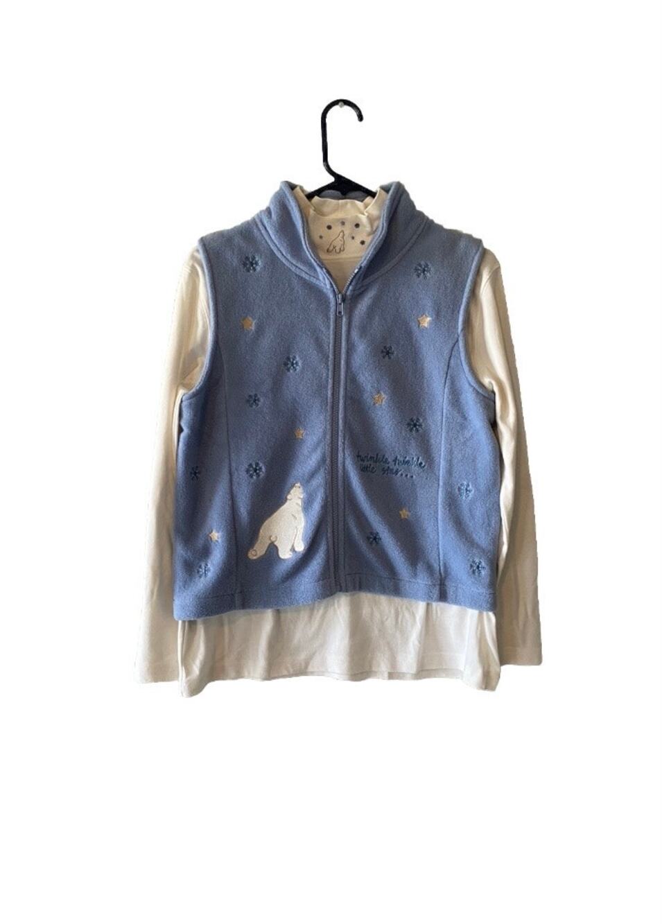 Vtg Fleece Christopher & Banks Full Zip Embroidered Christmas Vest & Turtleneck